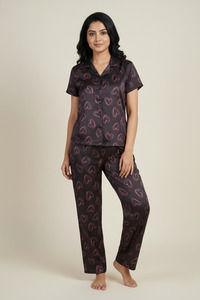 Zivame Satin Pyjama Set - Black Beauty — thumbnail 5